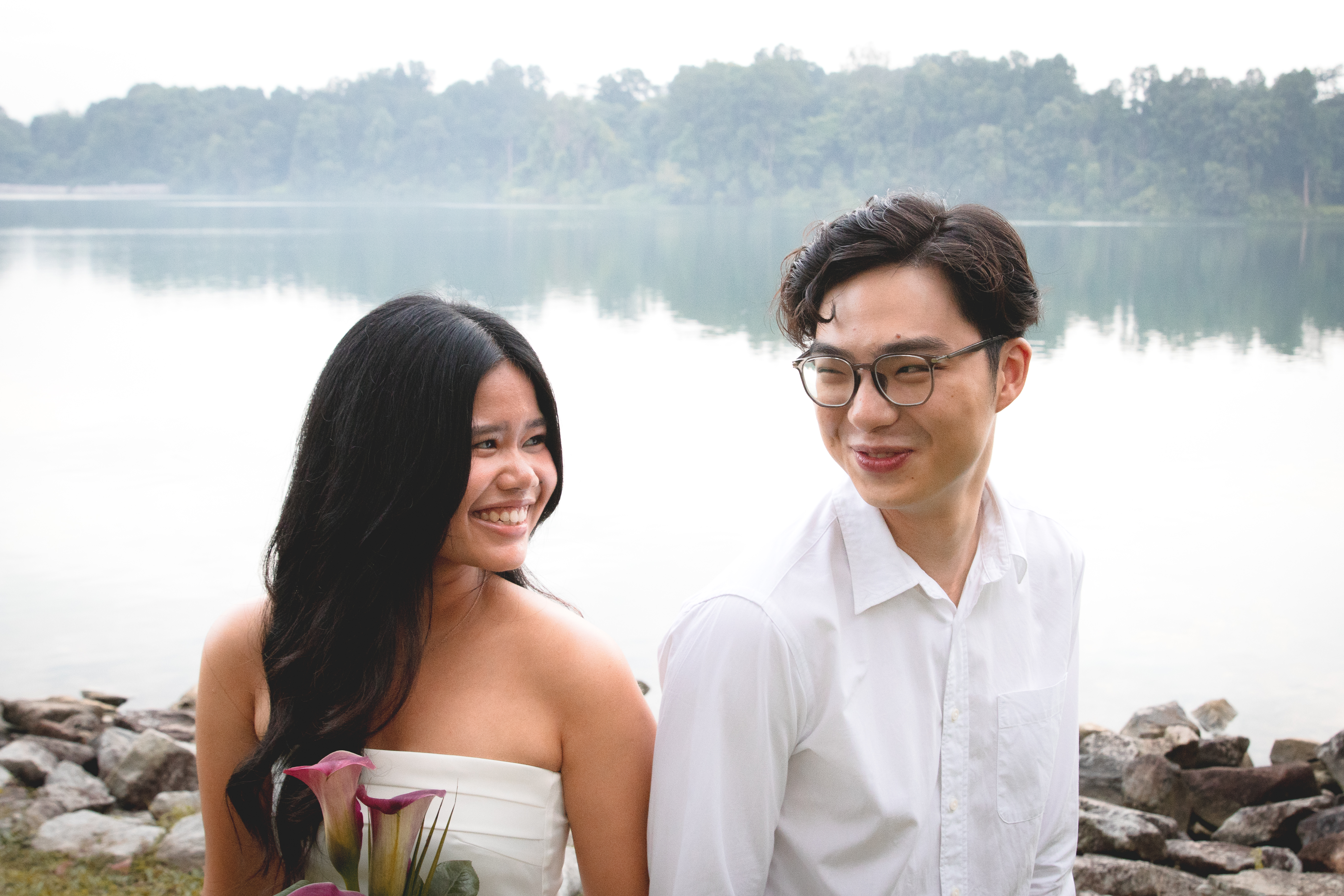 Angelina and Joel laughing together