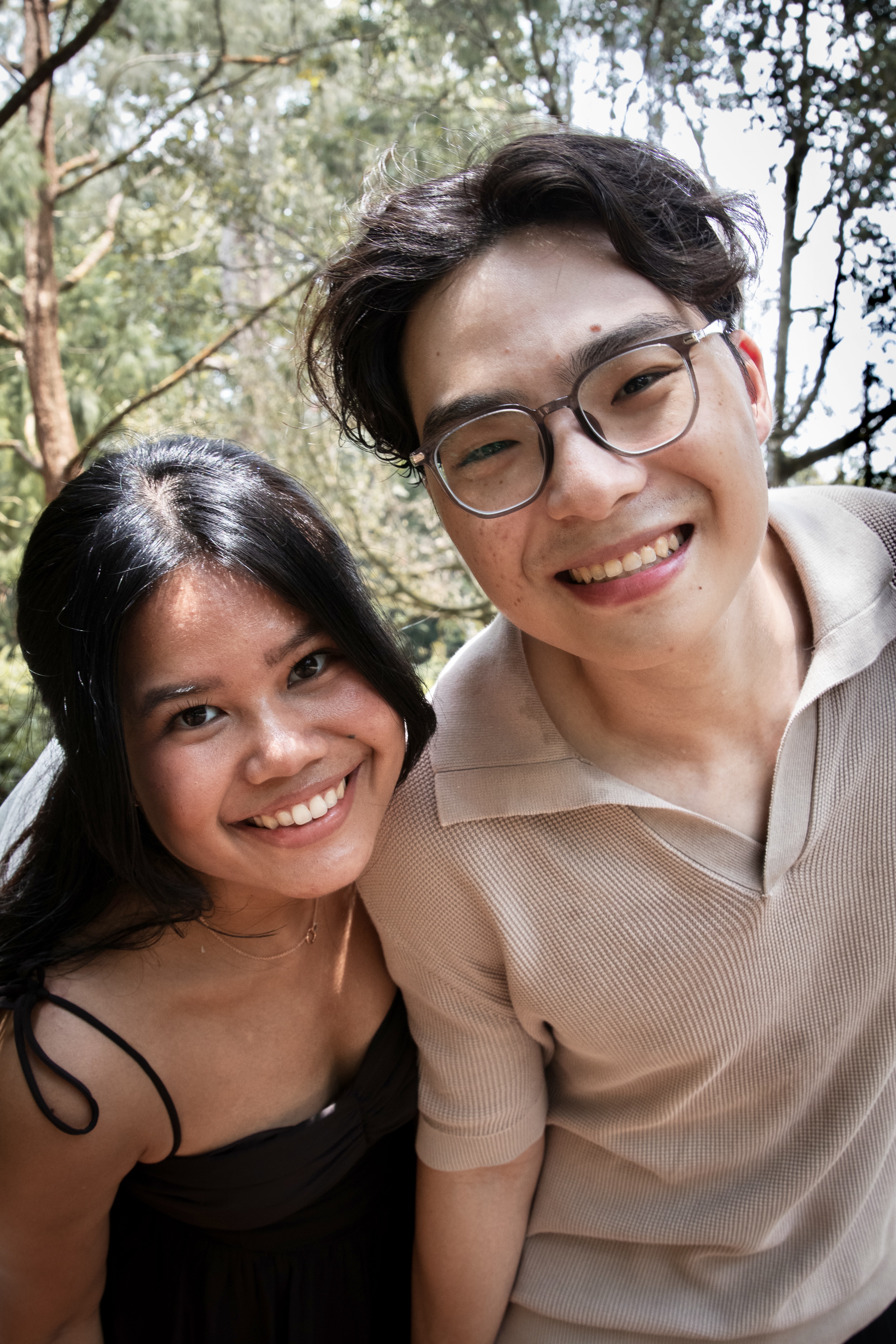 Angelina and Joel laughing together