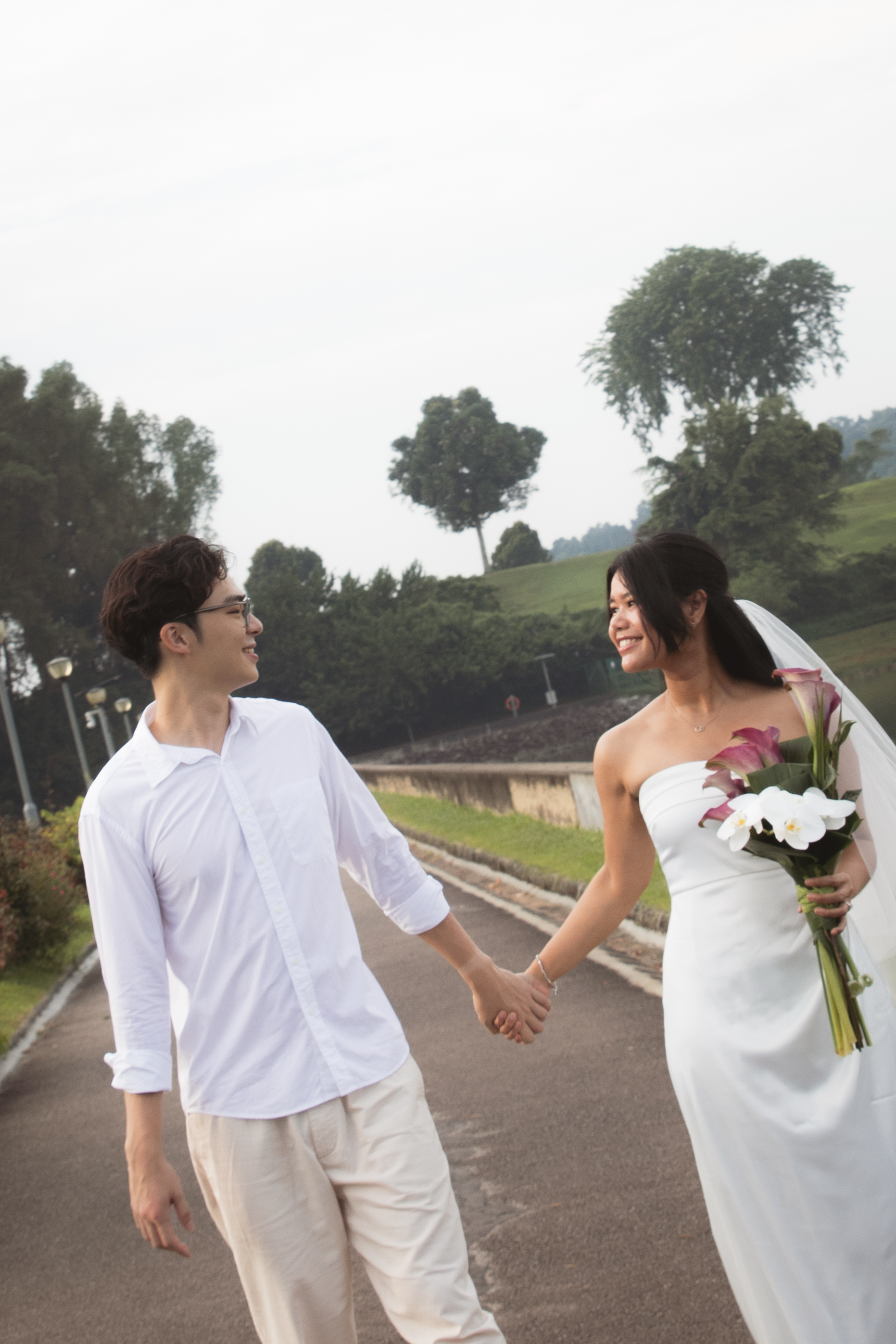 Couple walking together at sunset